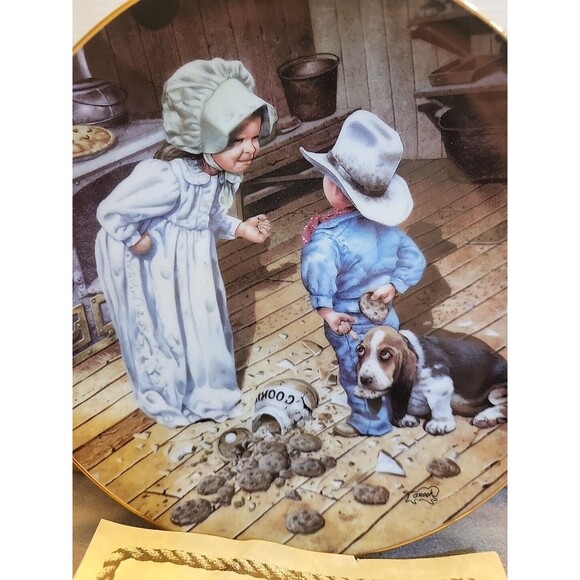 Vintage Collectors Plate 1986 In Trouble Again By Don Crook Americans Frontier - Picture 1 of 5